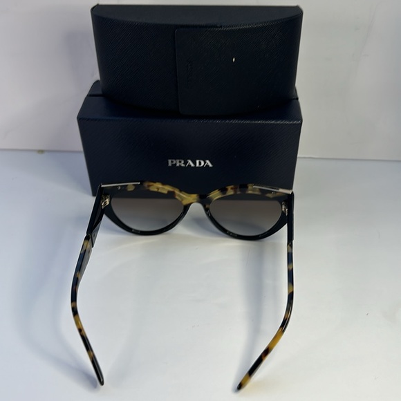 New Authentic PRADA  Acetate Cat Eye Sunglasses SPR 03W Black Havana main image 6